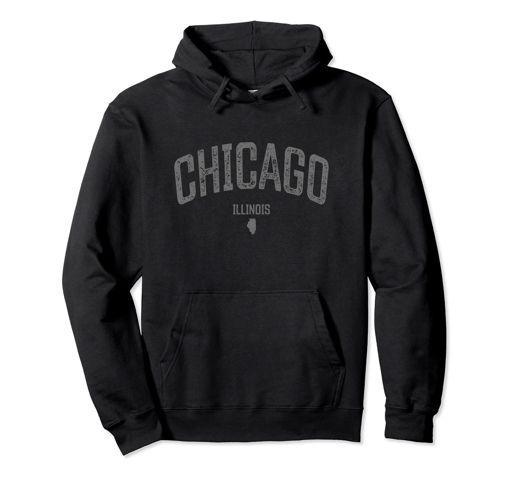 Chicago Illinois Distressed Illinois Hoodie - Minimalist Print for Adults - T-Shirt, Sweatshirt, Hoodie