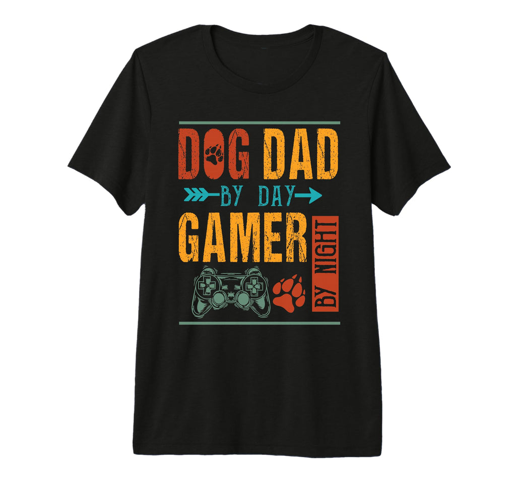 Mens Dog Dad Day Gamer Night Fathers Day T-Shirt - Unique Graphic Unisex - T-Shirt, Sweatshirt, Hoodie
