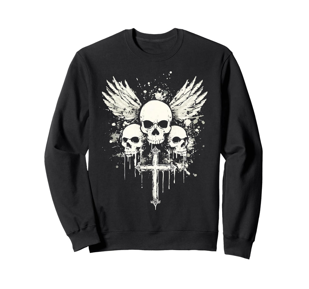 Skull Cross Goth Gothic Emo Alt Sweatshirt - Fun Novelty Design Men Women - T-Shirt, Sweatshirt, Hoodie