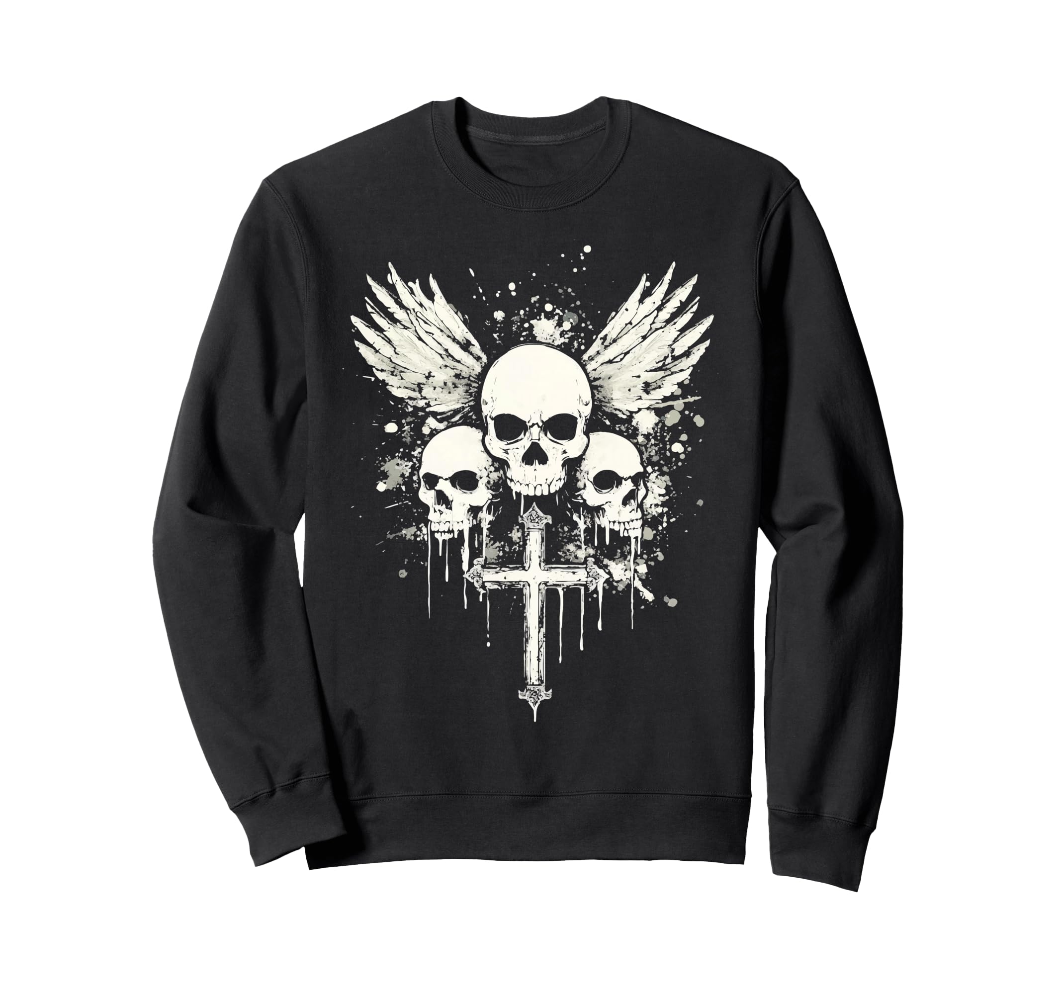 Skull Cross Goth Gothic Emo Alt Sweatshirt - Fun Novelty Design Men Women - T-Shirt, Sweatshirt, Hoodie