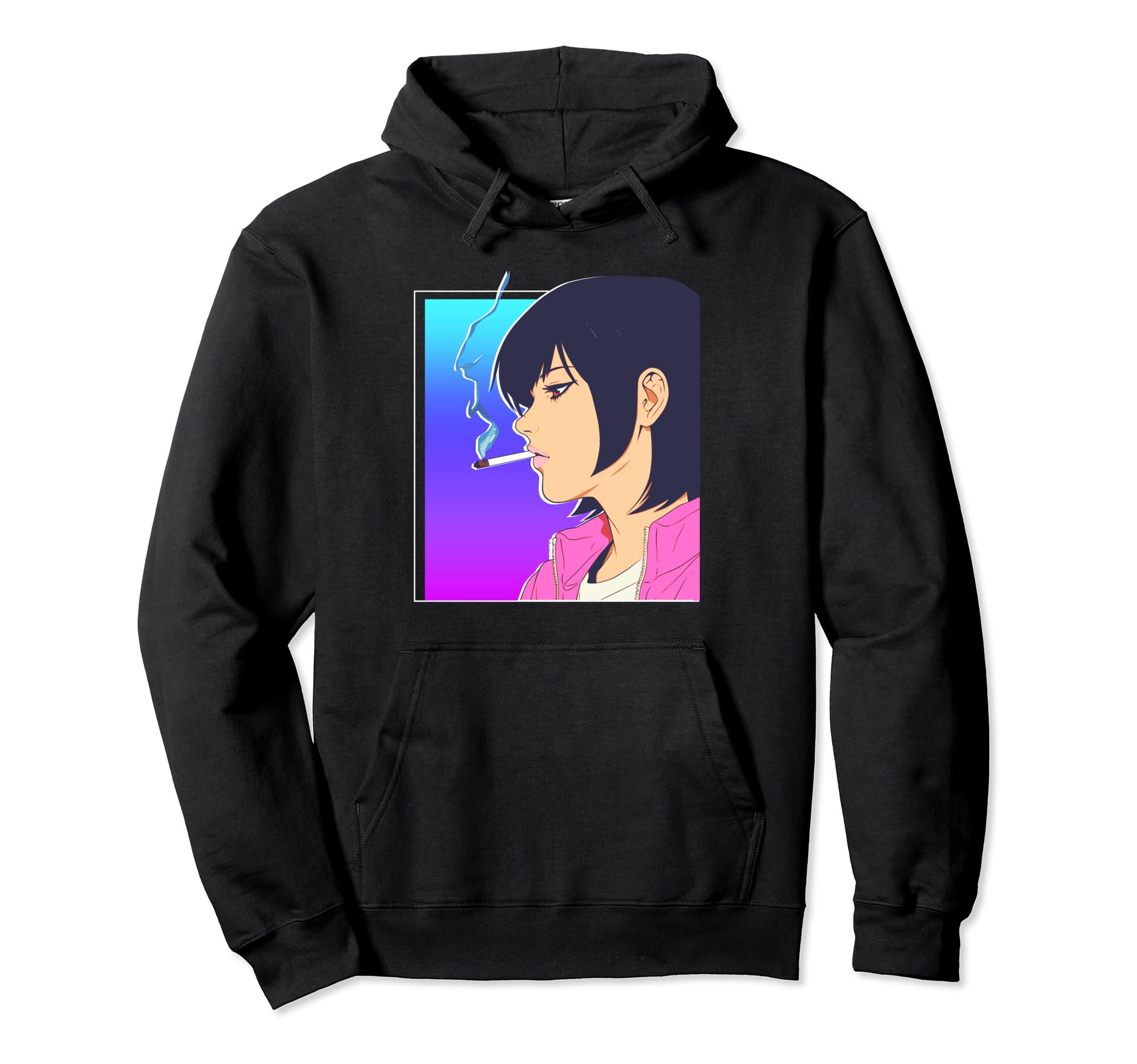 Sad Anime Smoking Lofi Vaporwave Japanese Hoodie - Unique Graphic Unisex - T-Shirt, Sweatshirt, Hoodie