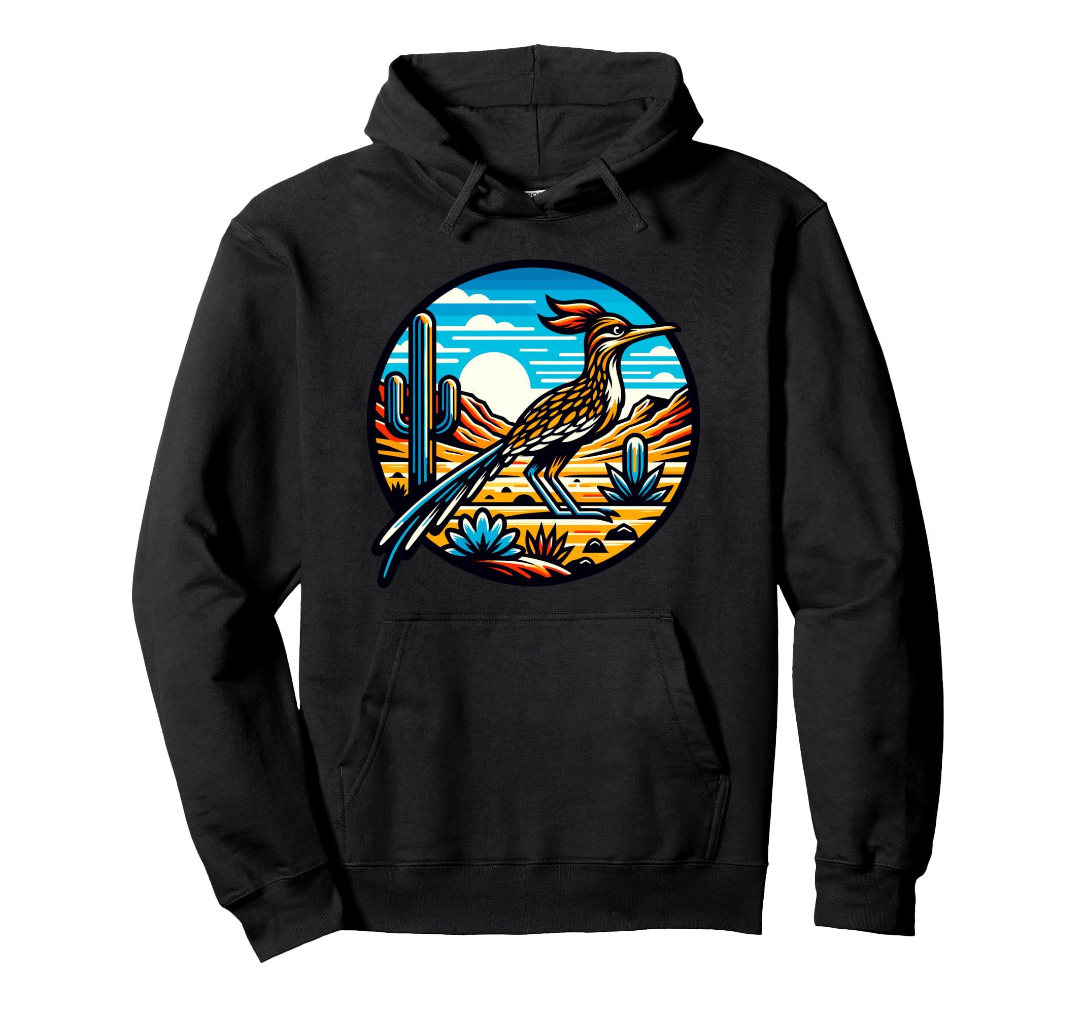 Roadrunner Desert Cactus Chapparal Bird Hoodie - Graphic Print for Adults - T-Shirt, Sweatshirt, Hoodie