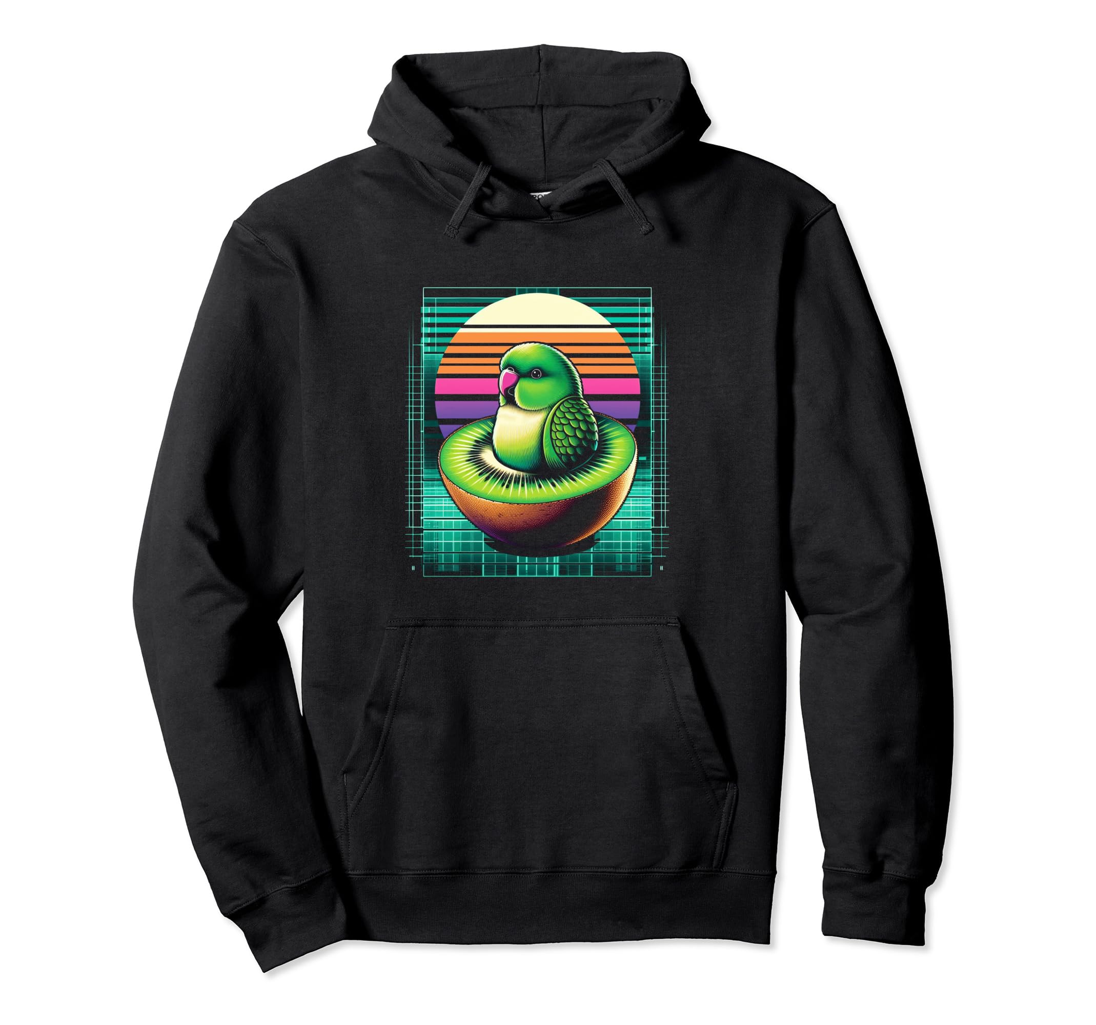 Cyberpunk Parakeet Vaporwave Sunrise Art Hoodie - Graphic Print Unisex - T-Shirt, Sweatshirt, Hoodie