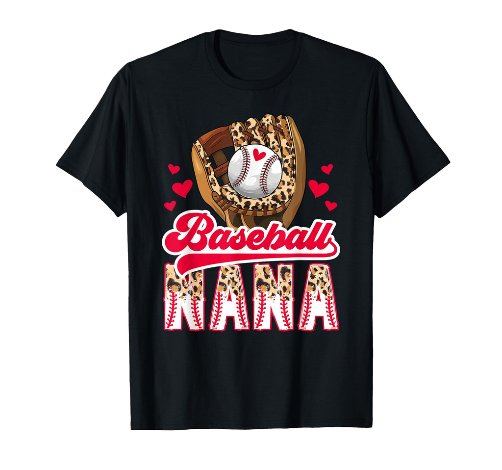 Baseball Nana Leopard Grandma Nana T-Shirt - Unique Graphic for Adults - T-Shirt, Sweatshirt, Hoodie