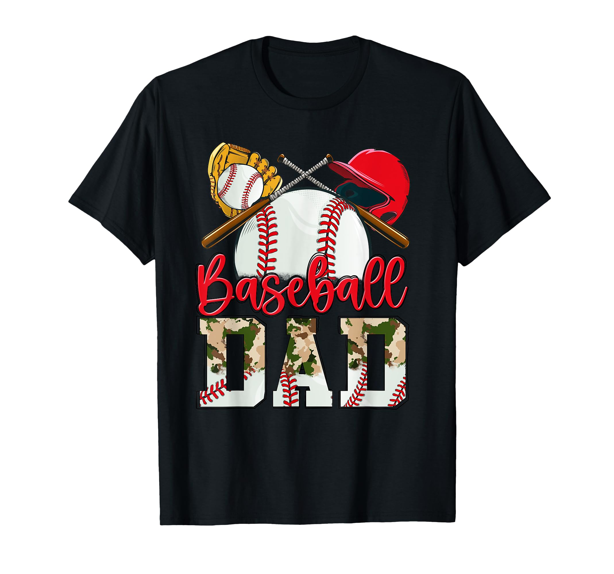 Baseball Dad Camo Husband Fathers Day T-Shirt - Custom Art Print Men Women - T-Shirt, Sweatshirt, Hoodie