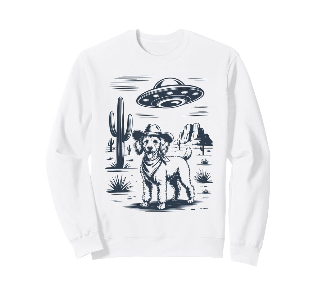 Cowboy Poodle Ufo Funny Western Dog Sweatshirt - Novelty Apparel Men Women - T-Shirt, Sweatshirt, Hoodie