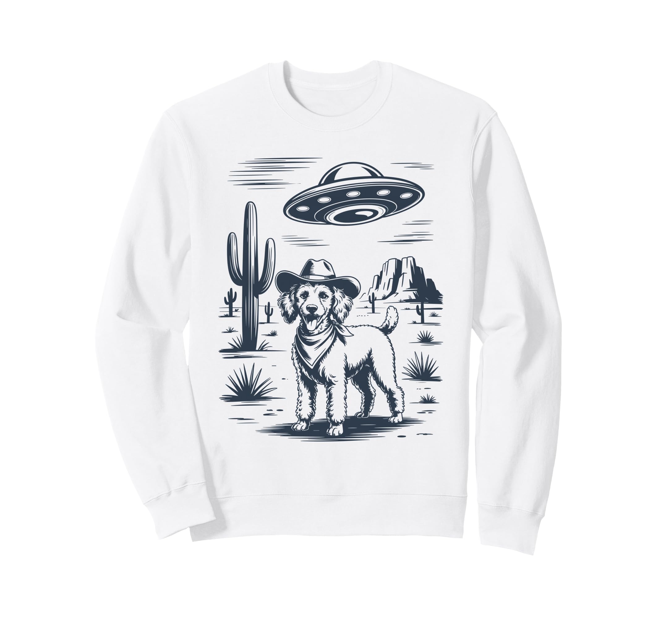 Cowboy Poodle Ufo Funny Western Dog Sweatshirt - Novelty Apparel Men Women - T-Shirt, Sweatshirt, Hoodie