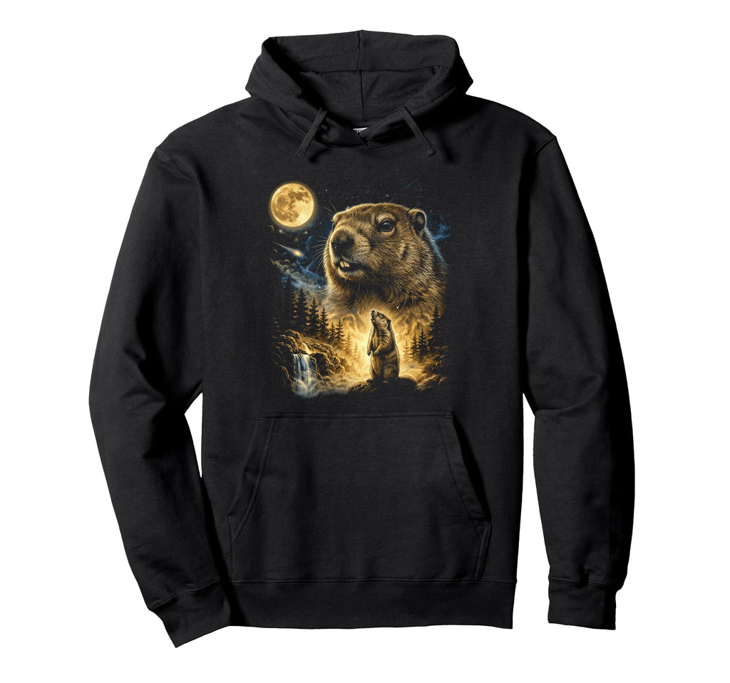Groundhog Howling To Moon Meme Funny 90S Hoodie - Graphic Print Unisex - T-Shirt, Sweatshirt, Hoodie