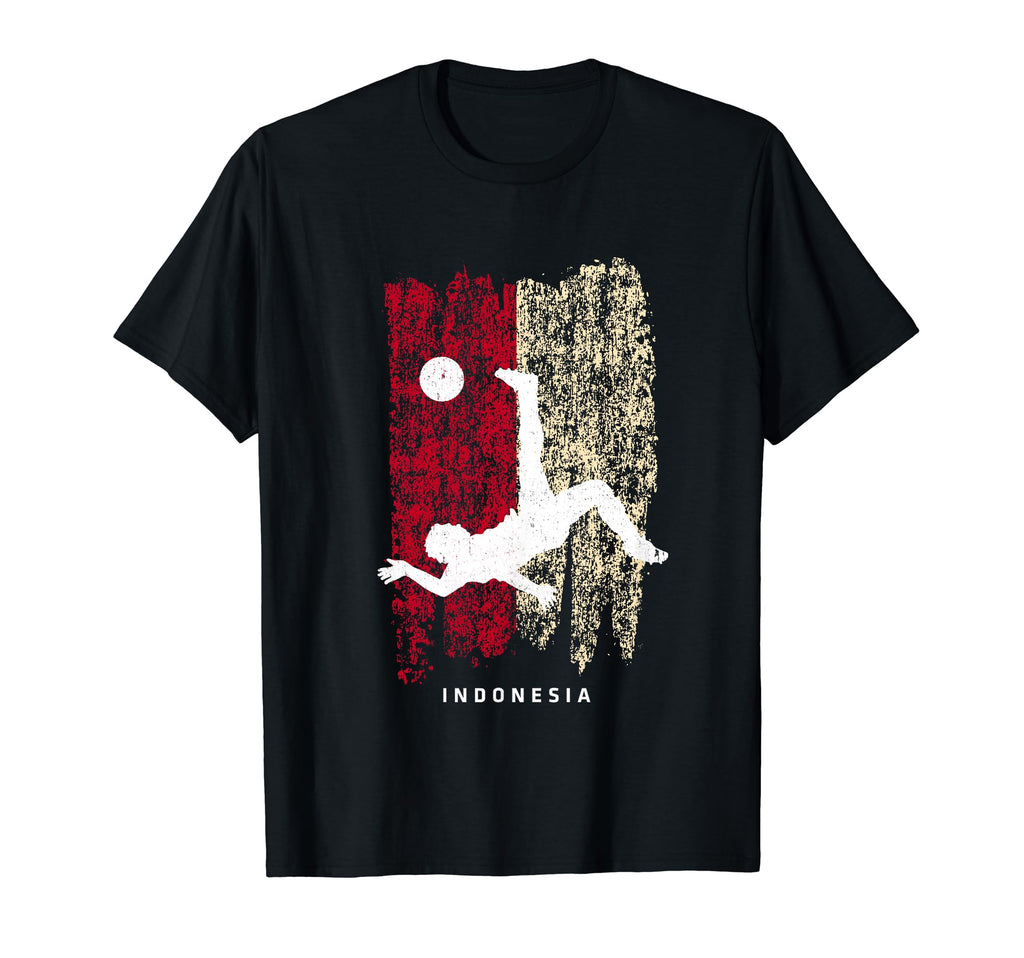 Indonesia Flag Soccer Player Silhouette T-Shirt - Unique Graphic Men Women - T-Shirt, Sweatshirt, Hoodie