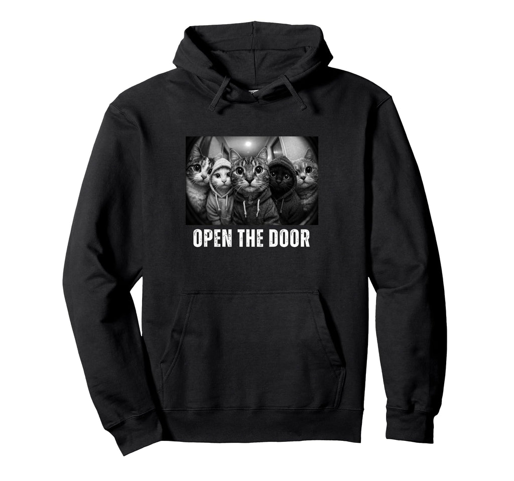 Open Door Funny Cat Gang Cats Squad Hoodie - Novelty Apparel for Adults - T-Shirt, Sweatshirt, Hoodie
