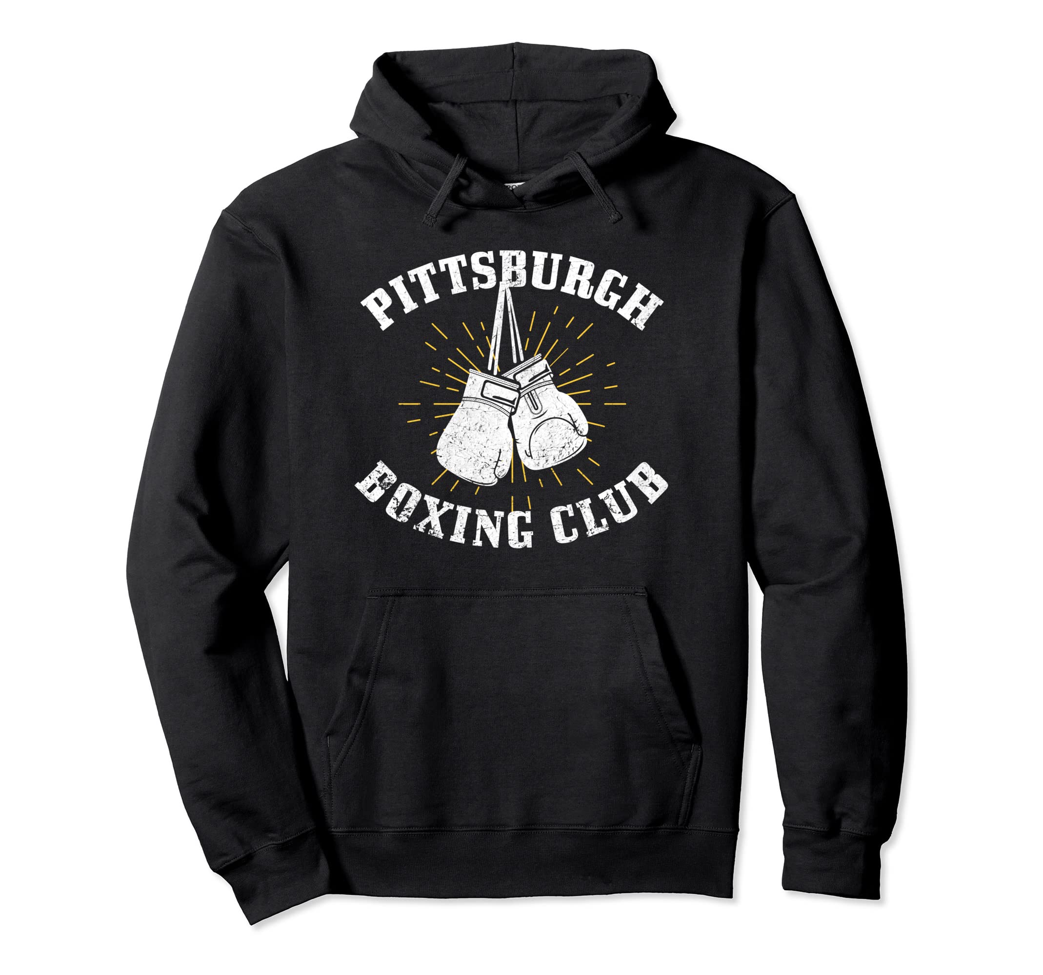 Pittsburgh Boxing Club Distressed Hoodie - Fun Novelty Design for Adults - T-Shirt, Sweatshirt, Hoodie