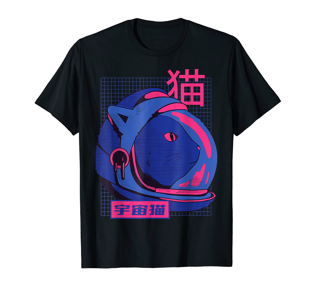 Japanese Vaporwave Cat Aesthetic T-Shirt - Aesthetic Graphic Unisex - T-Shirt, Sweatshirt, Hoodie