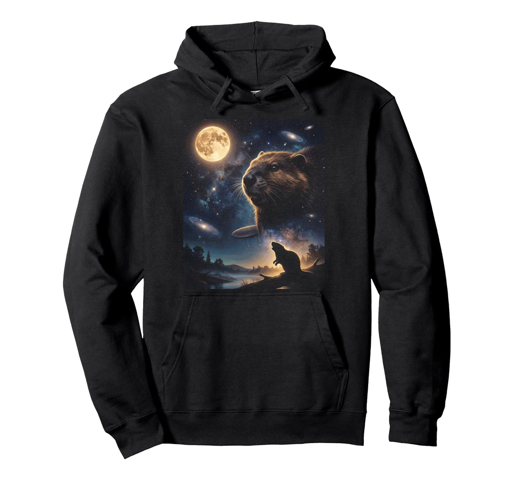 Howling Beaver Full Moon Starry Night Hoodie - Novelty Apparel Men Women - T-Shirt, Sweatshirt, Hoodie