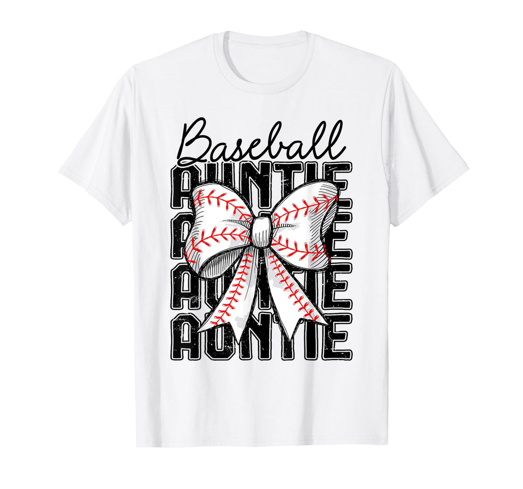 Baseball Auntie Coquette Bow Baseball T-Shirt - Graphic Print Men Women - T-Shirt, Sweatshirt, Hoodie