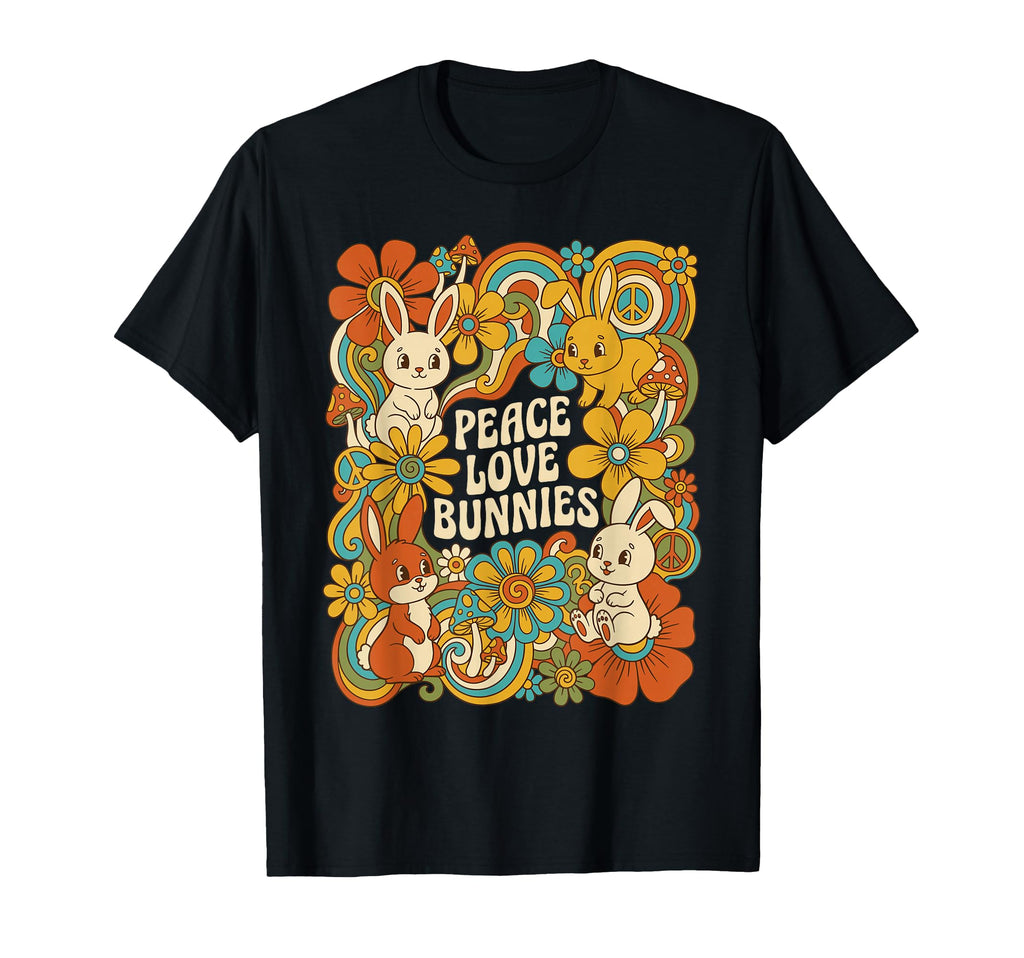 Peace Love Bunnies Groovy Rabbit T-Shirt - Streetwear Style for Adults - T-Shirt, Sweatshirt, Hoodie