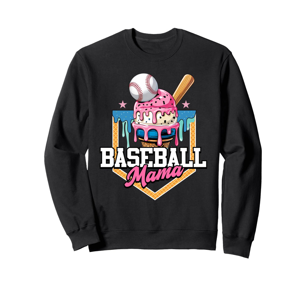 Baseball Mama Ice Cream Drip Home Sweatshirt - Custom Art Print for Adults - T-Shirt, Sweatshirt, Hoodie