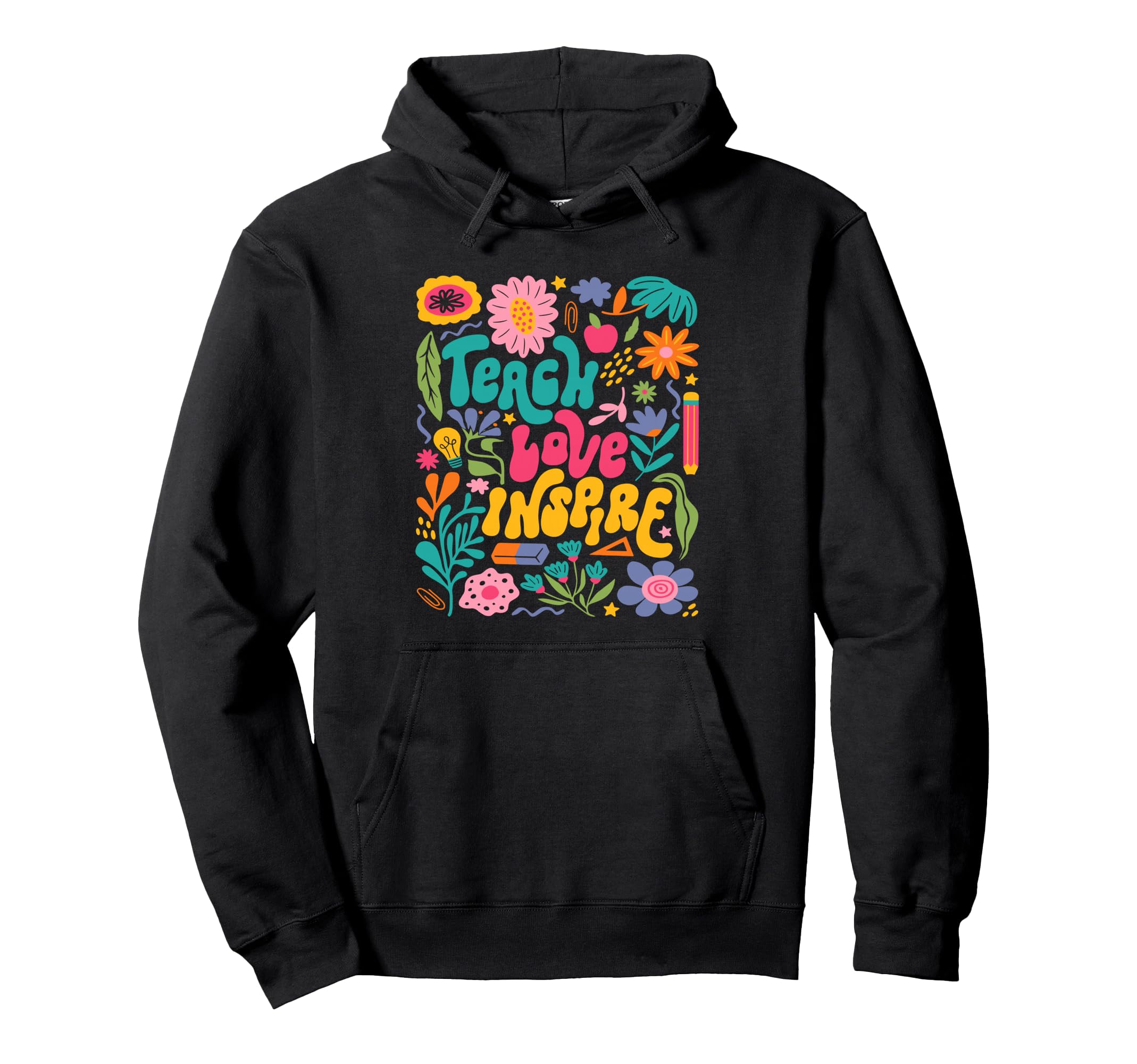 Teach Love Inspire Boho Teacher Floral Hoodie - Trendy Graphic Men Women - T-Shirt, Sweatshirt, Hoodie