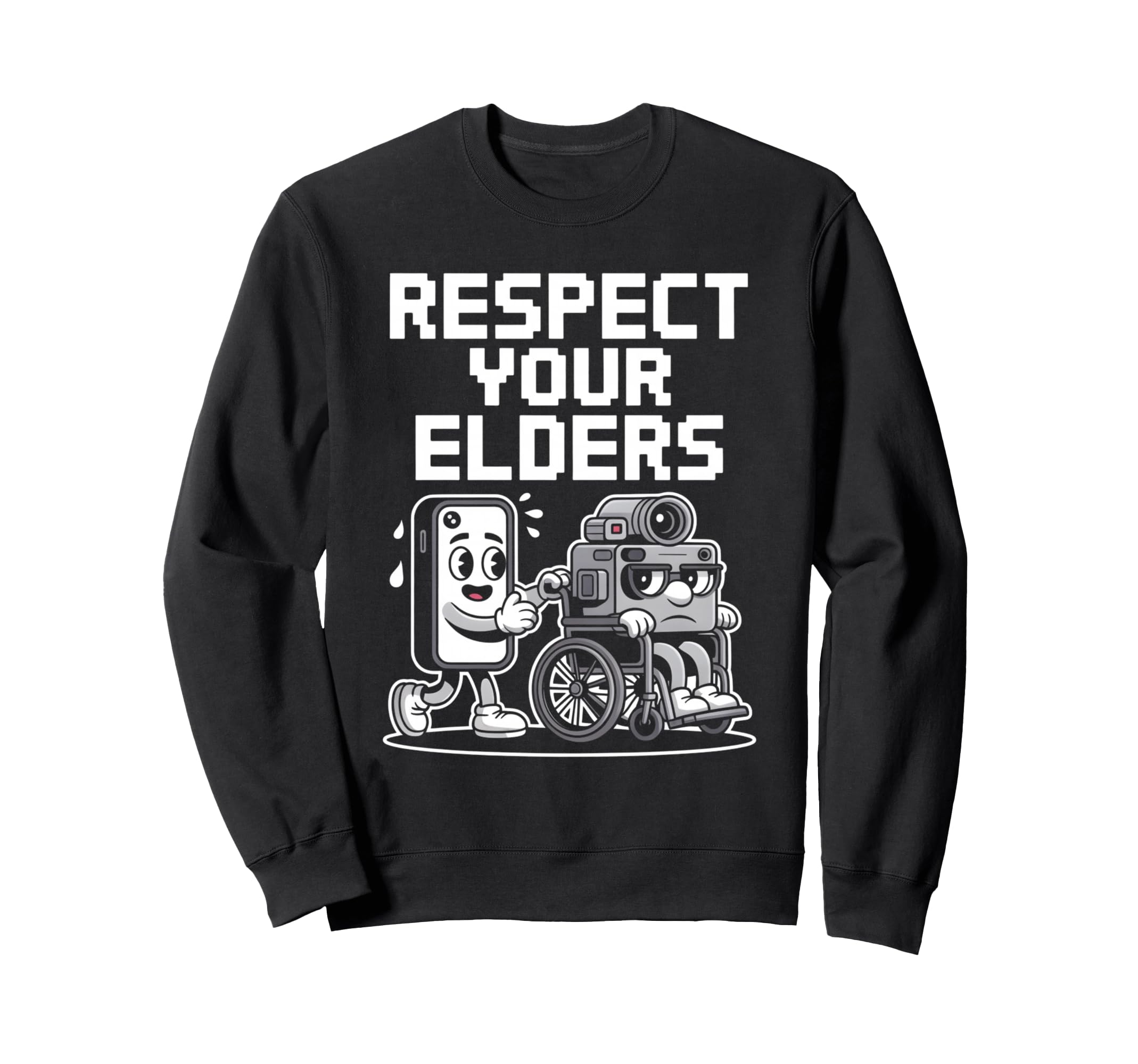 Respect Your Elders Tech Camera Sweatshirt - Custom Art Print Men Women - T-Shirt, Sweatshirt, Hoodie