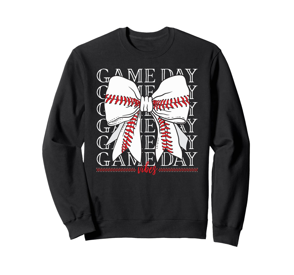 Game Day Vibes Coquette Bow Baseball Sweatshirt - Graphic Print for Adults - T-Shirt, Sweatshirt, Hoodie