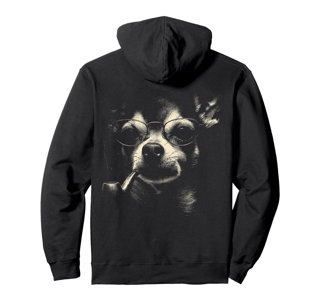 Chihuahua Smoking Pipe Glasses 90S Hoodie - Unique Graphic for Adults - T-Shirt, Sweatshirt, Hoodie