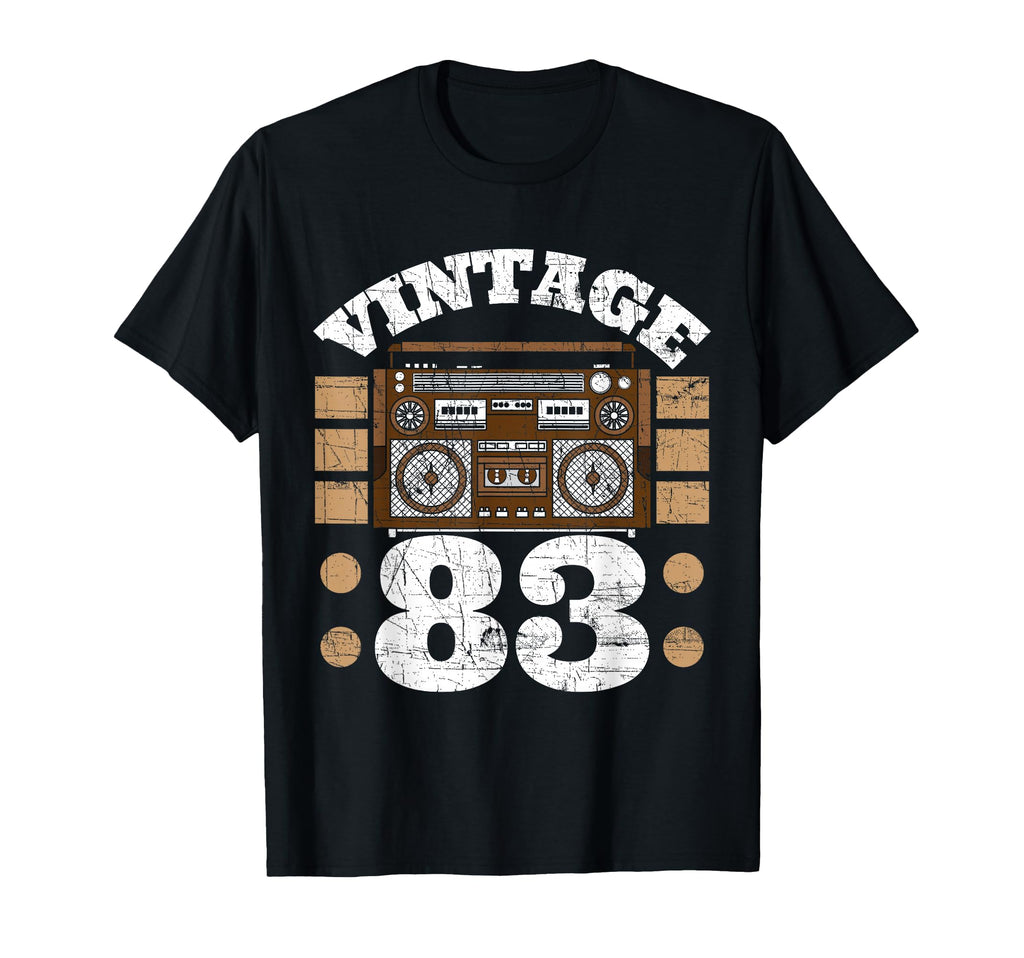 Distressed Radio Cassette 83 Music T-Shirt - Fun Novelty Design Men Women - T-Shirt, Sweatshirt, Hoodie