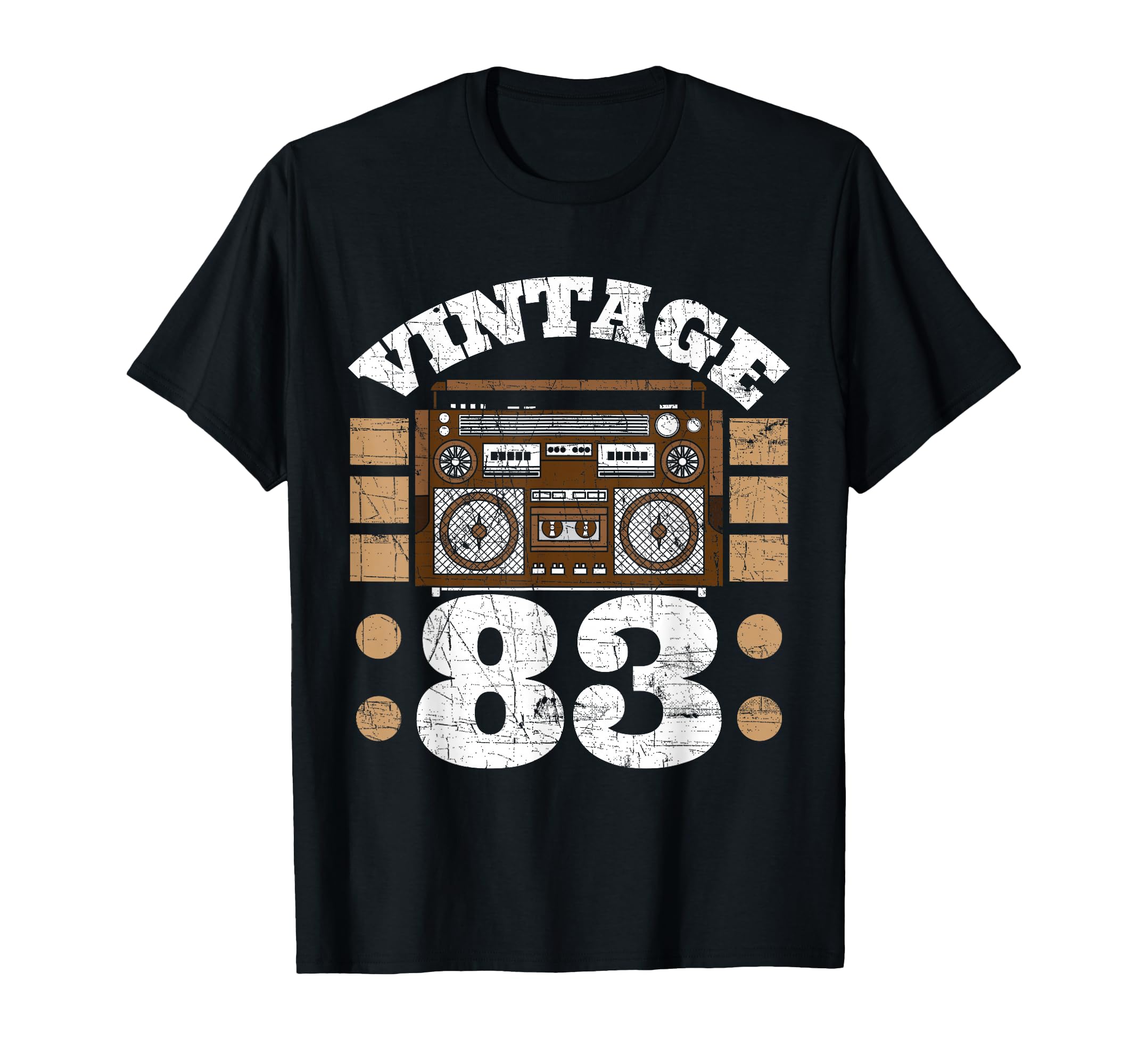 Distressed Radio Cassette 83 Music T-Shirt - Fun Novelty Design Men Women - T-Shirt, Sweatshirt, Hoodie