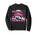 Palm Sunset Dolphin 80S 90S Sweatshirt - Minimalist Print for Adults - T-Shirt, Sweatshirt, Hoodie