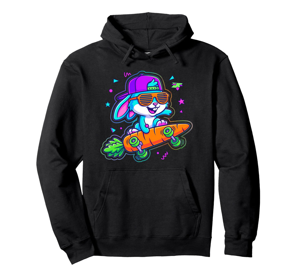 90S Skater Bunny Carrot Skateboard Y2K Hoodie - Novelty Apparel for Adults - T-Shirt, Sweatshirt, Hoodie