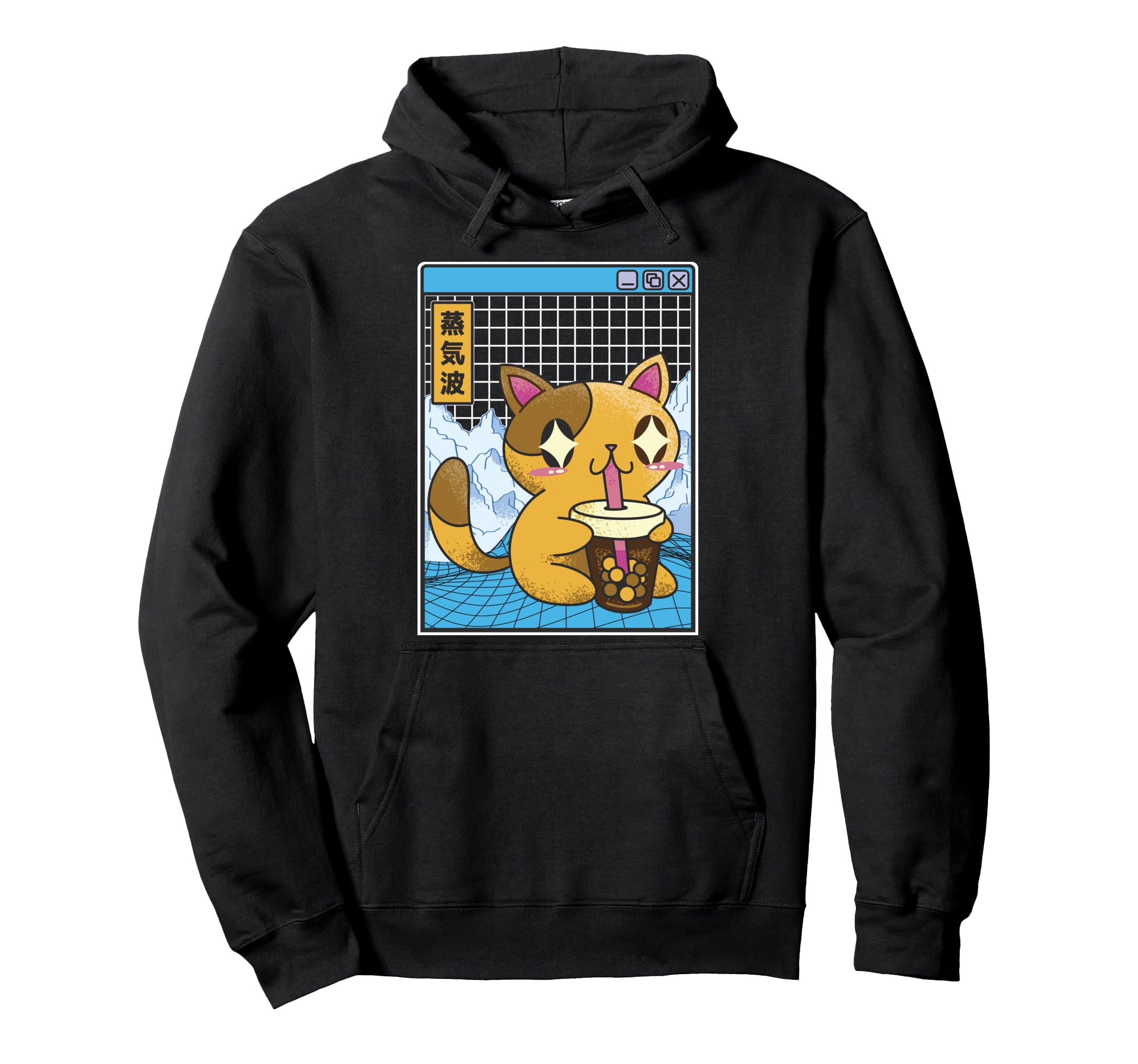 Cat Drinking Bubble Tea Boba Japan Otaku Hoodie - Graphic Print Men Women - T-Shirt, Sweatshirt, Hoodie