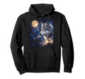 Celestial Lone Wolf Full Moon Hoodie - Casual Everyday Wear Men Women - T-Shirt, Sweatshirt, Hoodie