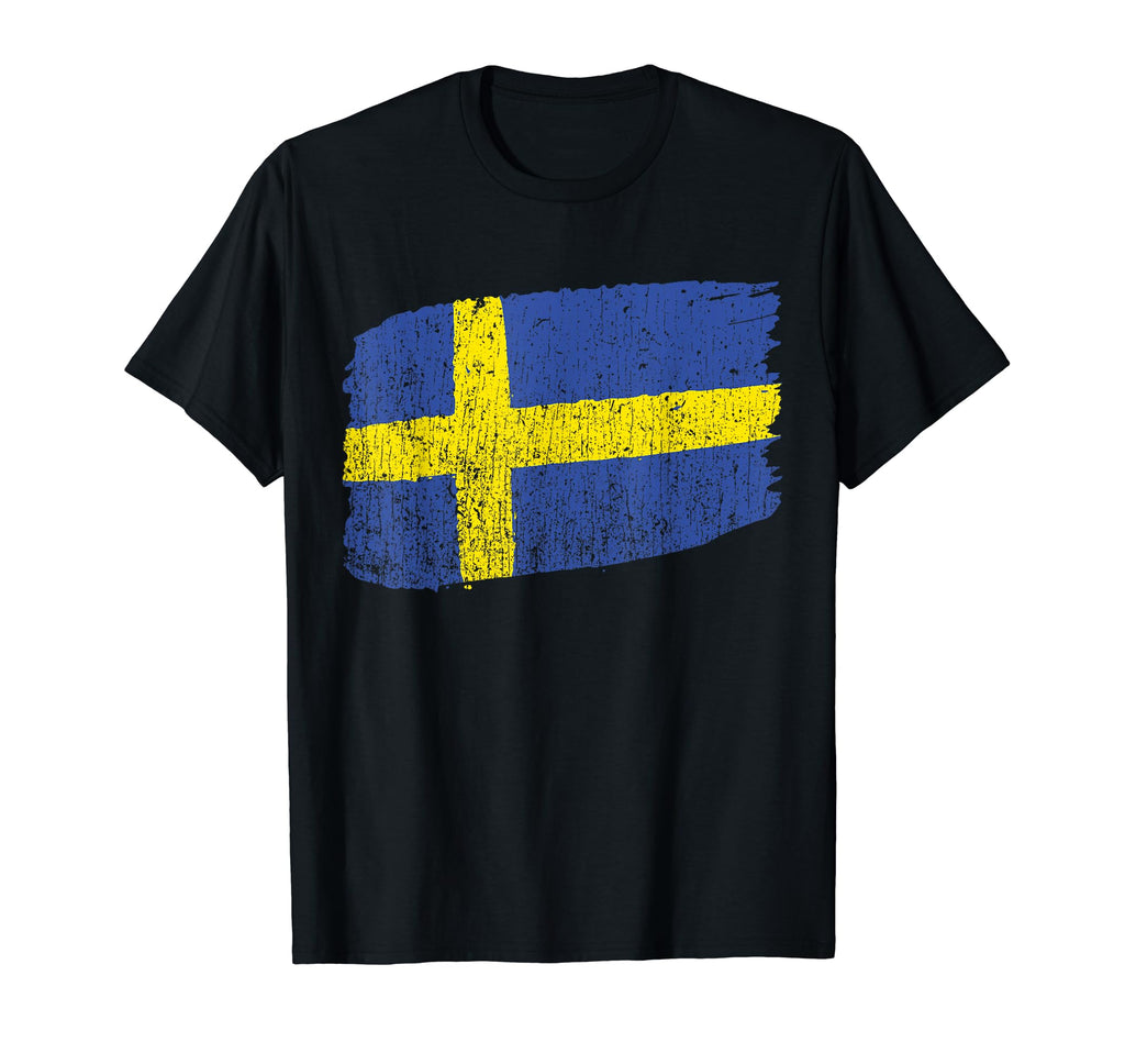 Swedish Flag Distressed Paint T-Shirt - Trendy Graphic Unisex - T-Shirt, Sweatshirt, Hoodie