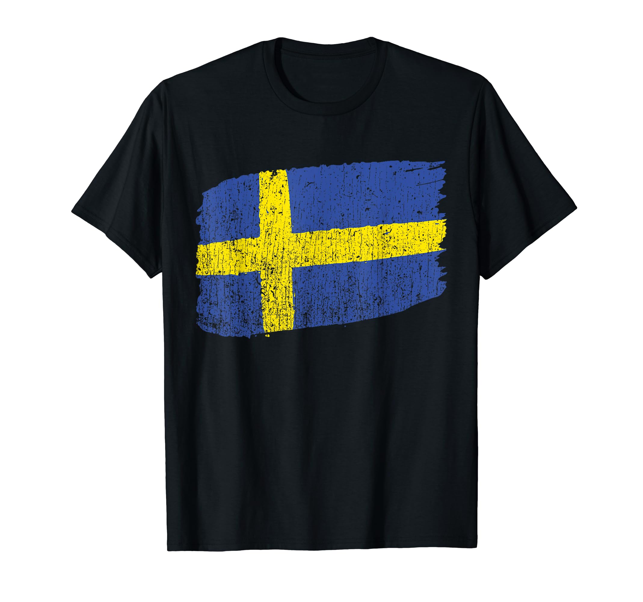 Swedish Flag Distressed Paint T-Shirt - Trendy Graphic Unisex - T-Shirt, Sweatshirt, Hoodie