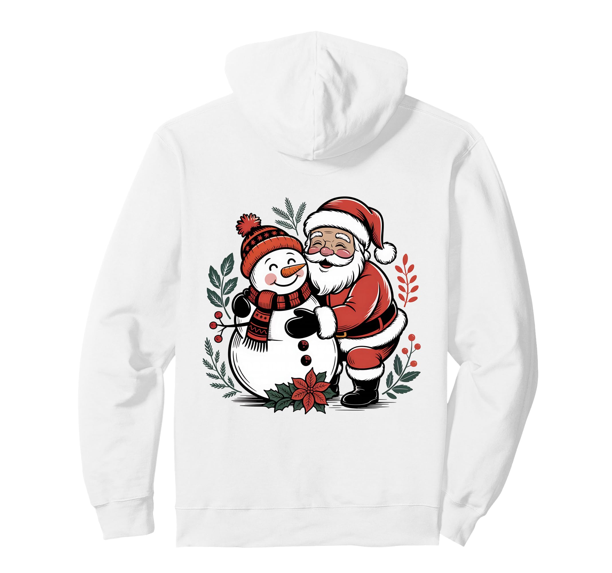 Snowman Santa Winter Boho Floral Hoodie - Trendy Graphic Men Women - T-Shirt, Sweatshirt, Hoodie