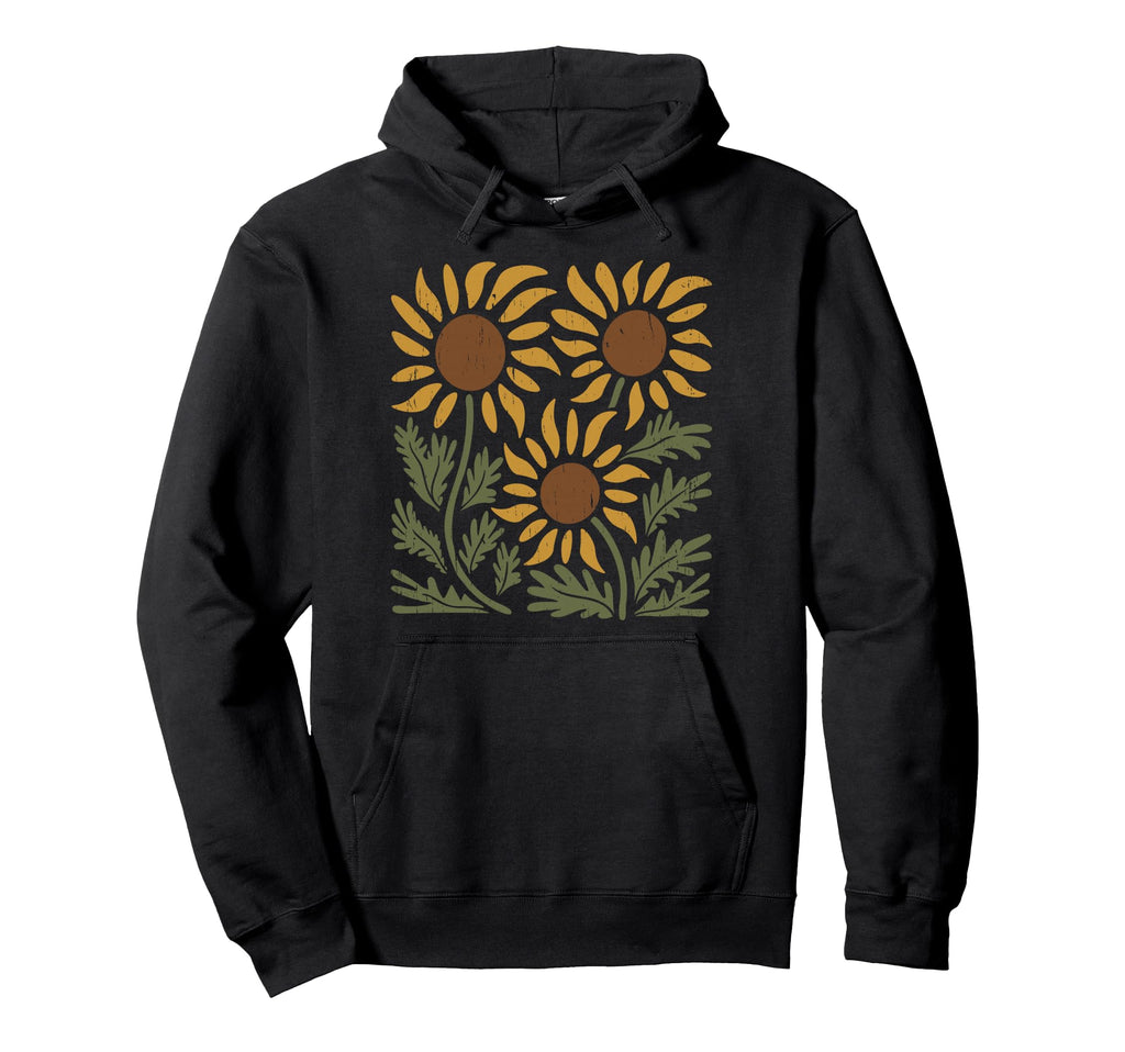 Boho Sunflowers Floral Wildflower Hoodie - Graphic Print for Adults - T-Shirt, Sweatshirt, Hoodie