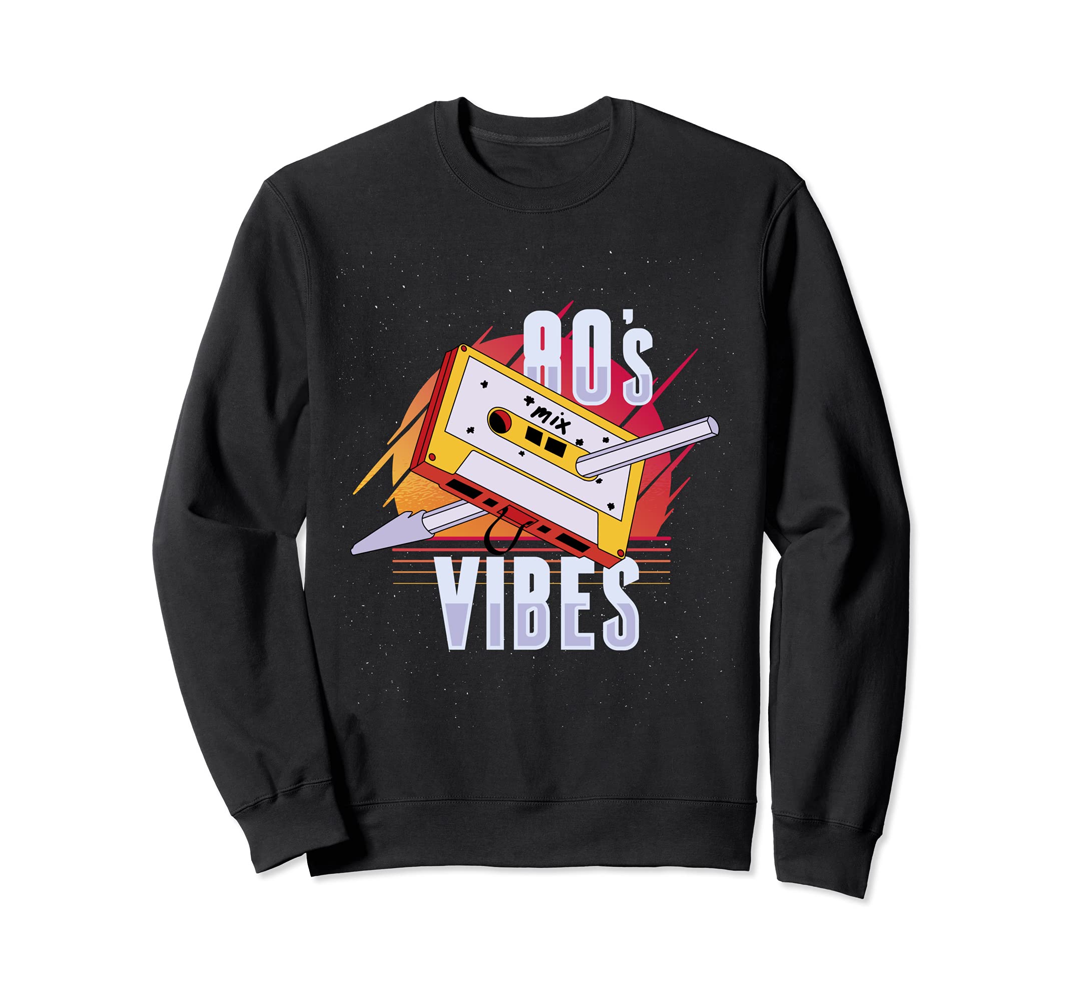 80S Vibes Cassette Tape Sweatshirt - Graphic Print for Adults - T-Shirt, Sweatshirt, Hoodie