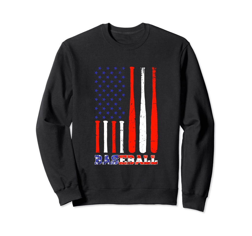 Baseball American Flag Baseball Sweatshirt - Minimalist Print for Adults - T-Shirt, Sweatshirt, Hoodie