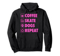 Coffee Skate Dogs Repeat Roller Skating Hoodie - Trendy Graphic Unisex - T-Shirt, Sweatshirt, Hoodie