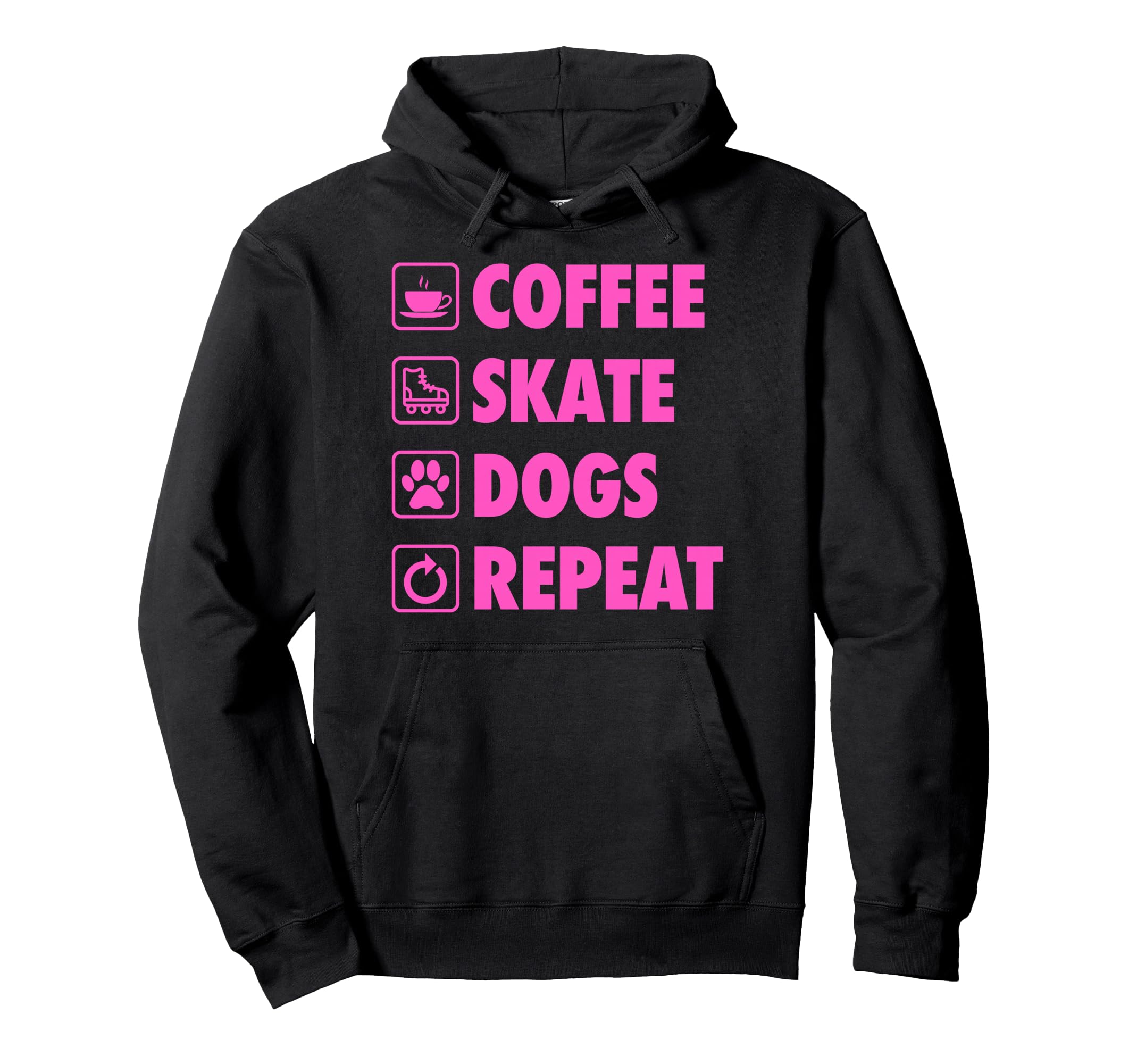 Coffee Skate Dogs Repeat Roller Skating Hoodie - Trendy Graphic Unisex - T-Shirt, Sweatshirt, Hoodie