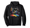 Rainbow Dripping Paint Boombox Hoodie - Minimalist Print for Adults - T-Shirt, Sweatshirt, Hoodie