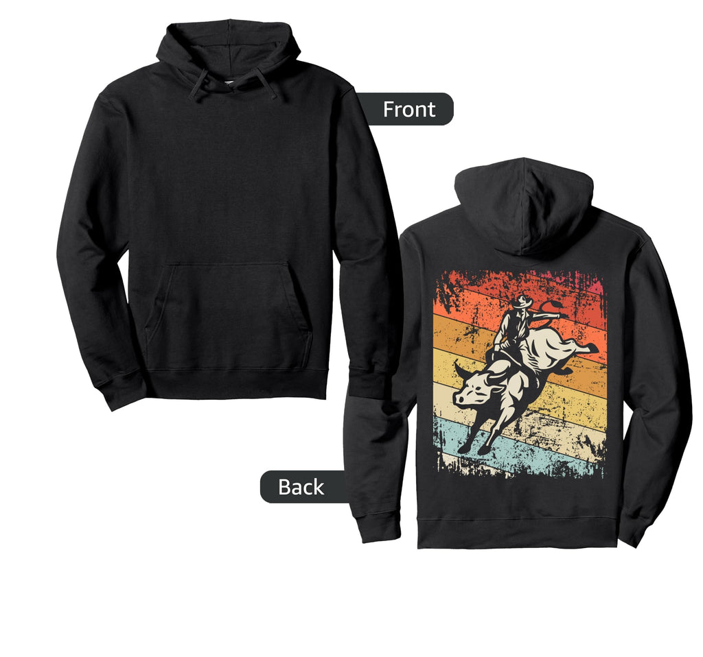 Bull Riding Cowboy Bull Rodeo Hoodie - Aesthetic Graphic for Adults - T-Shirt, Sweatshirt, Hoodie