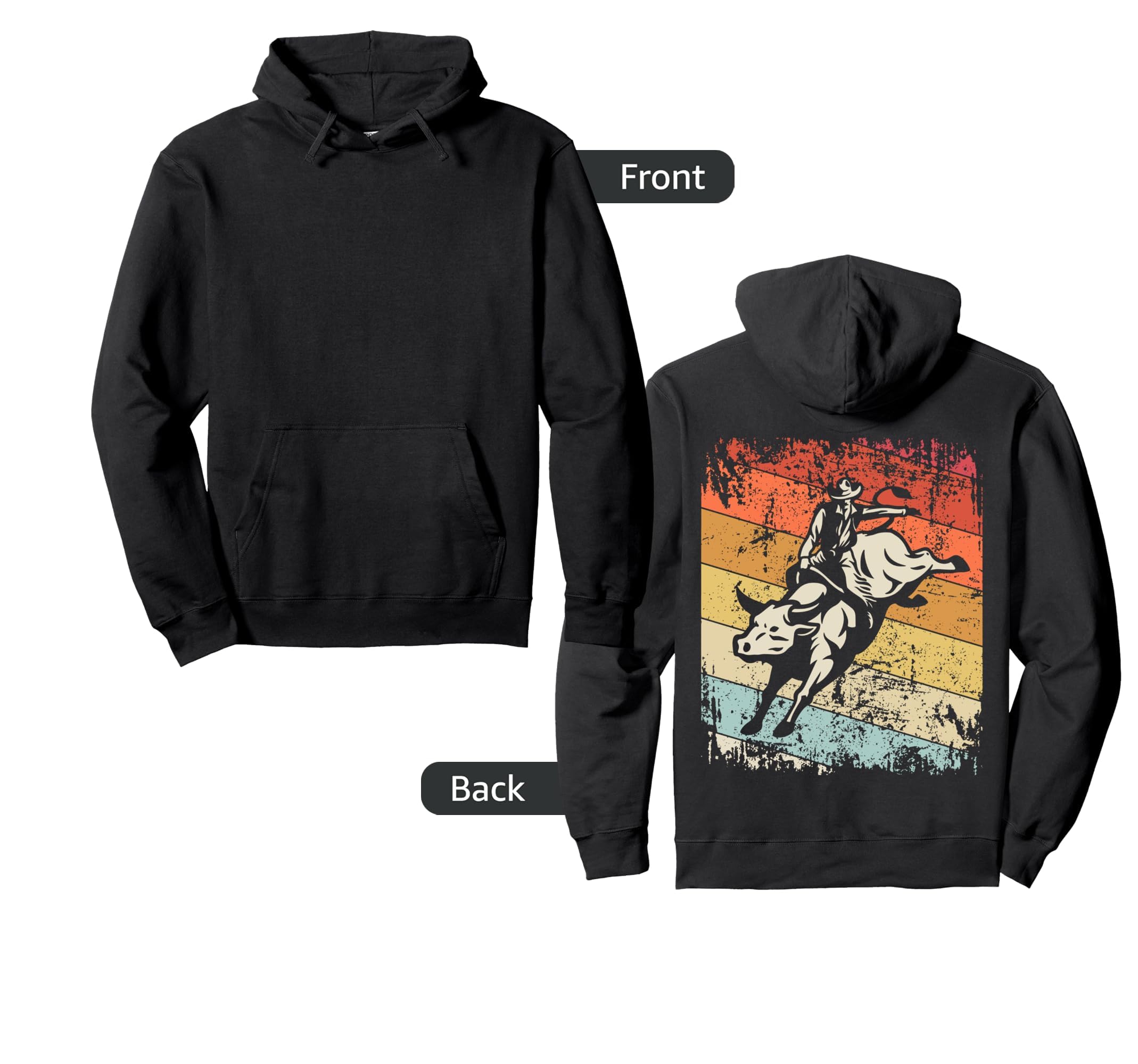 Bull Riding Cowboy Bull Rodeo Hoodie - Aesthetic Graphic for Adults - T-Shirt, Sweatshirt, Hoodie