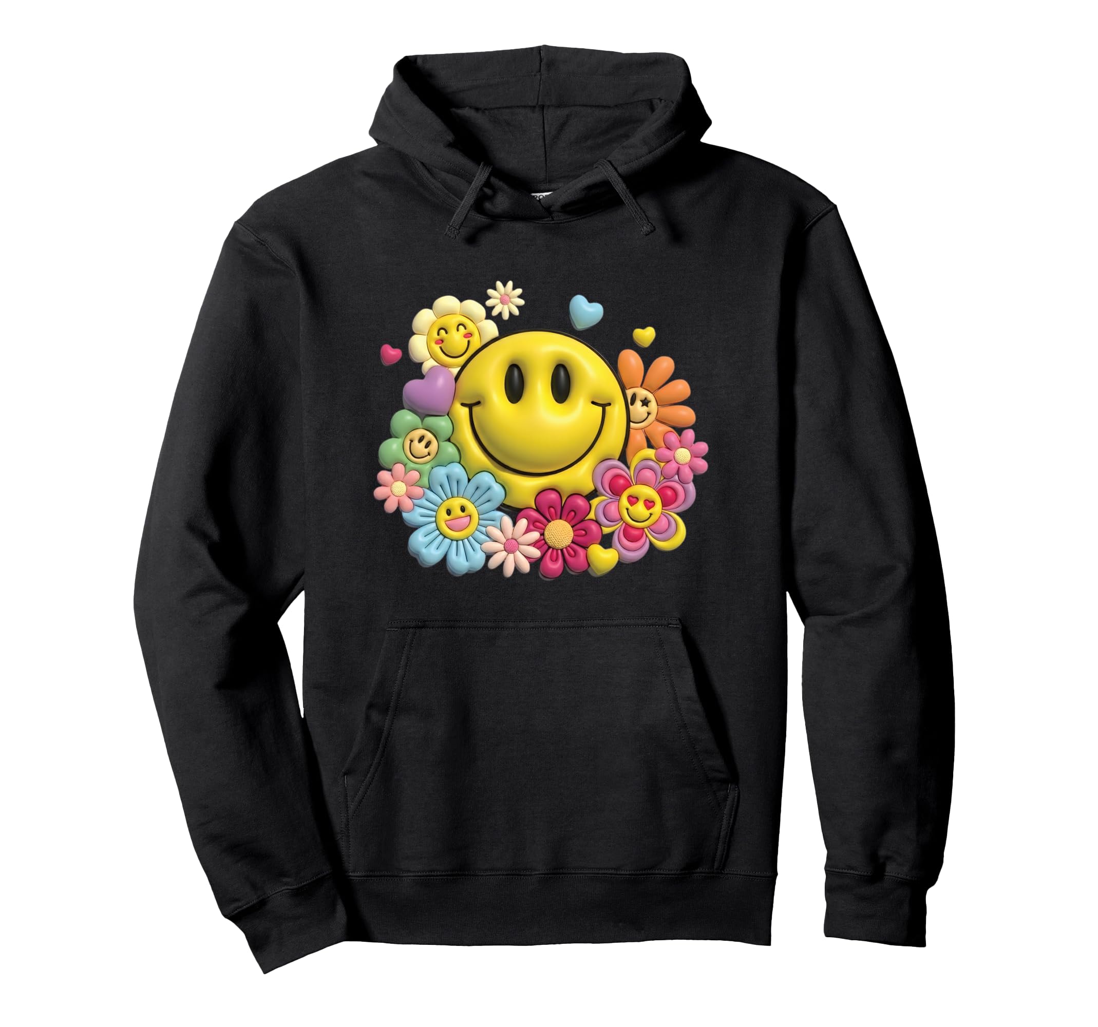 Smile Face Flower Power Happy Face Hoodie - Streetwear Style Men Women - T-Shirt, Sweatshirt, Hoodie