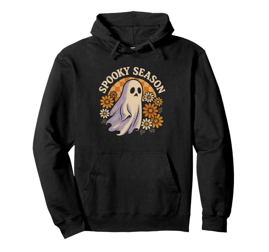 Spooky Season Floral Ghost Hoodie - Trendy Graphic Unisex - T-Shirt, Sweatshirt, Hoodie