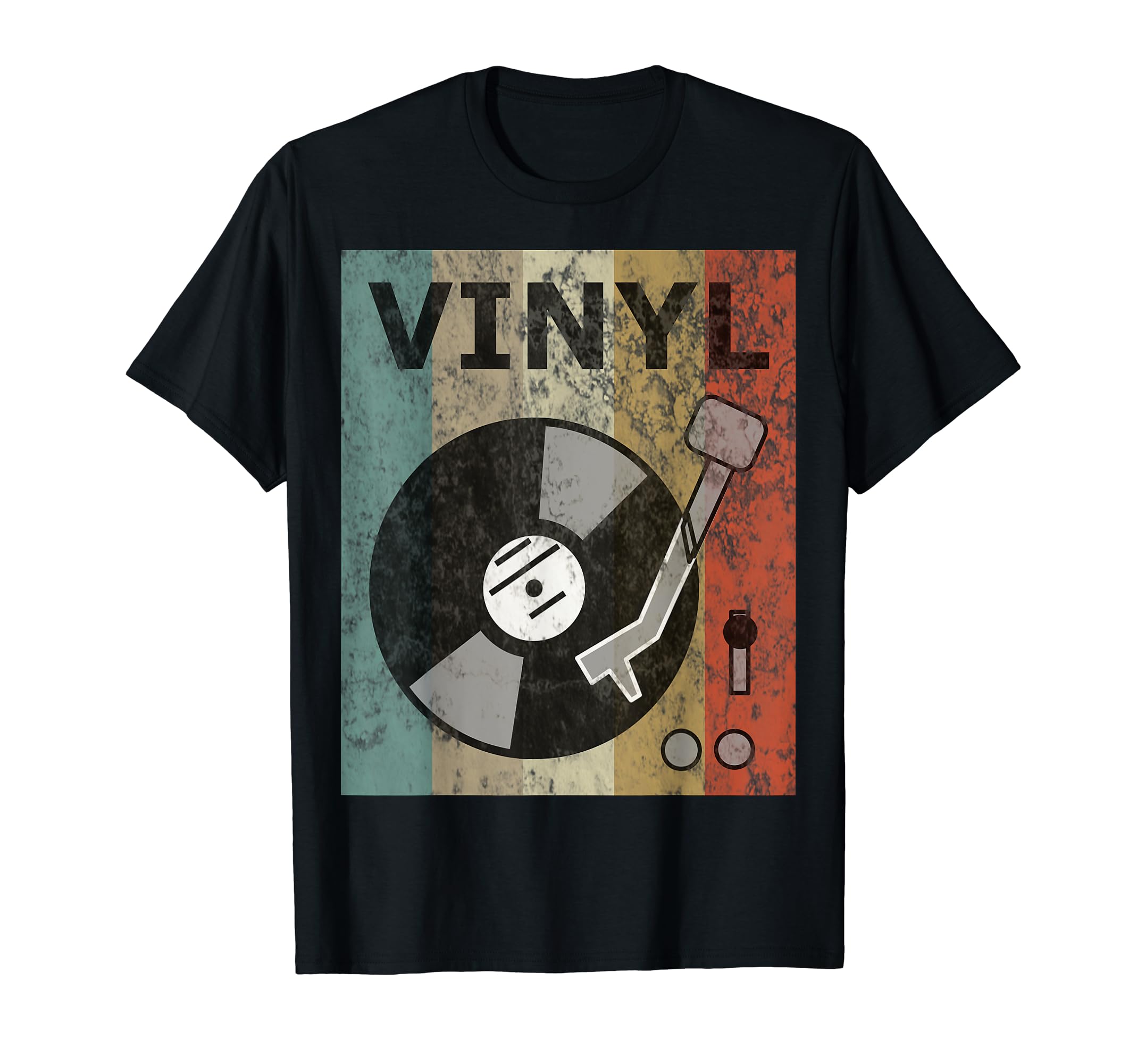 Vinyl Record Turntable Player Distressed T-Shirt - Graphic Print Unisex - T-Shirt, Sweatshirt, Hoodie