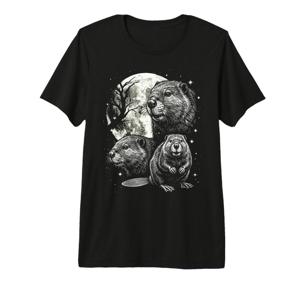 Beaver 90S Aesthetic Y2K Beaver Moon Tri T-Shirt - Trendy Graphic Unisex - T-Shirt, Sweatshirt, Hoodie