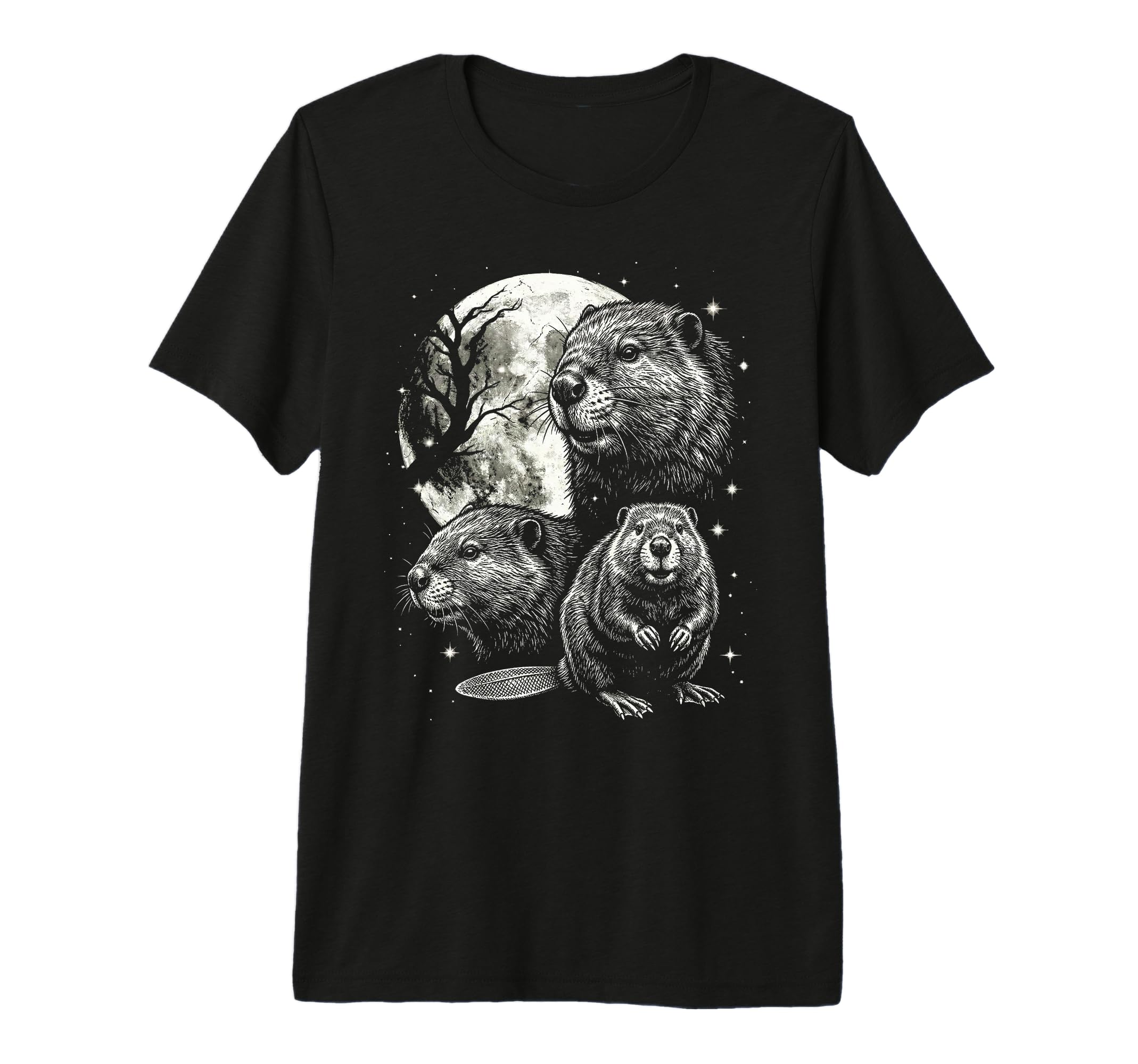 Beaver 90S Aesthetic Y2K Beaver Moon Tri T-Shirt - Trendy Graphic Unisex - T-Shirt, Sweatshirt, Hoodie