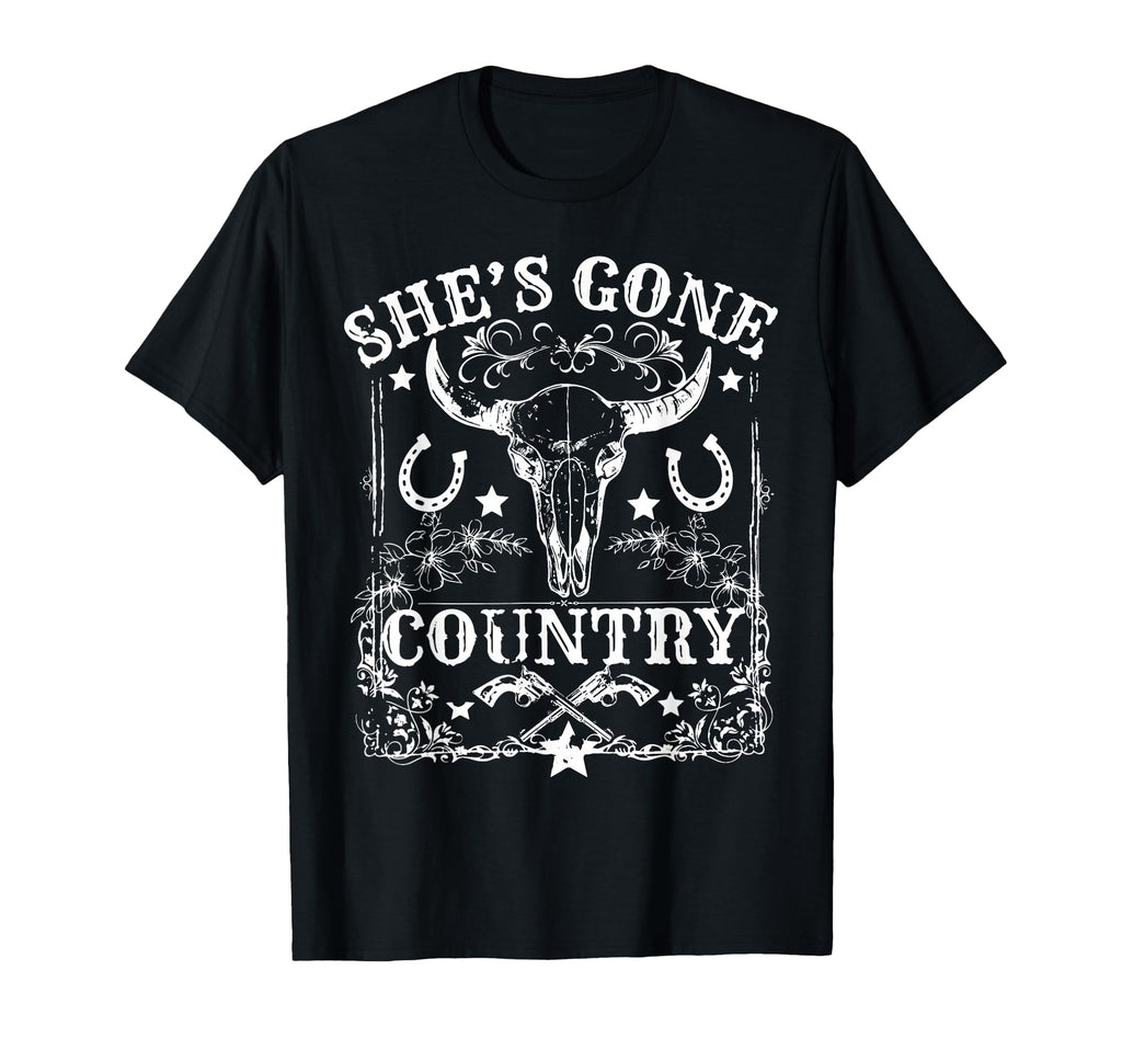 Shes Gone Country Music Howdy Rodeo Bull T-Shirt - Graphic Print Men Women - T-Shirt, Sweatshirt, Hoodie