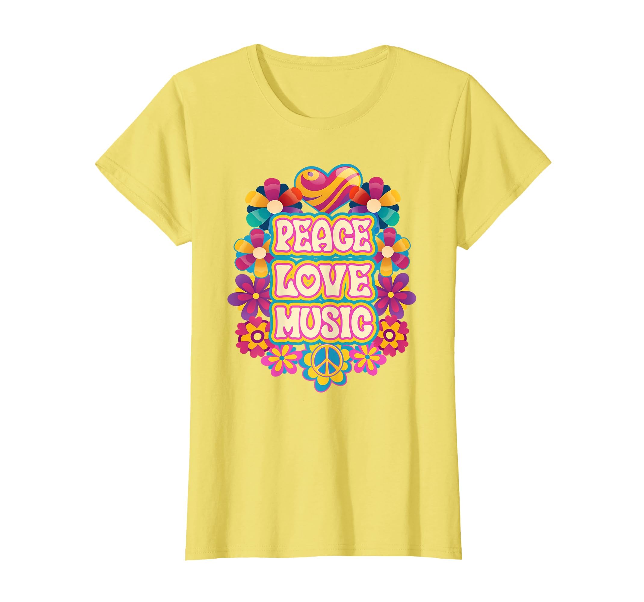 Womens Groovy Peace Love Music Hippie T-Shirt - Fun Novelty Design Unisex - T-Shirt, Sweatshirt, Hoodie