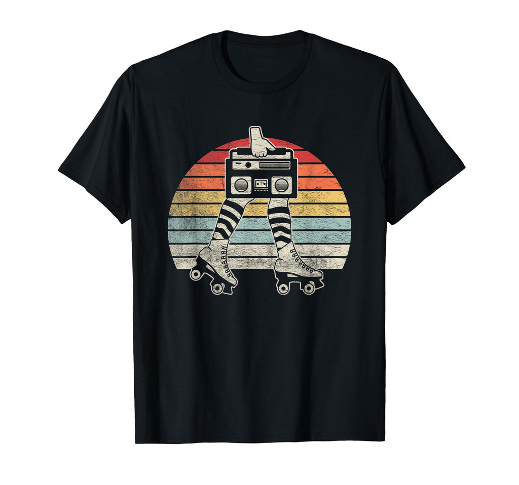 Roller Skates Boombox 80S Sunset T-Shirt - Custom Art Print Men Women - T-Shirt, Sweatshirt, Hoodie