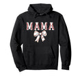 Baseball Mom Bow Baseball Mama Bow Hoodie - Minimalist Print for Adults - T-Shirt, Sweatshirt, Hoodie